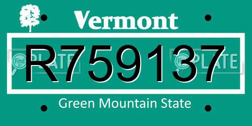 R759137 Vermont License Plate