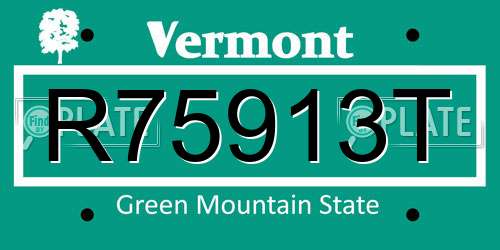 R75913T Vermont License Plate
