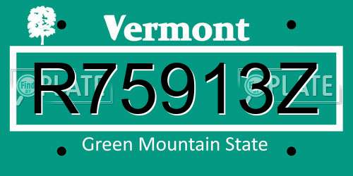 R75913Z Vermont License Plate