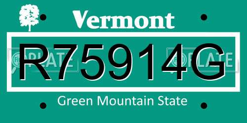 R75914G Vermont License Plate