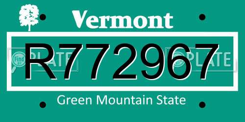 R772967 Vermont License Plate