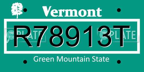 R78913T Vermont License Plate