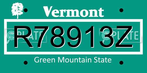 R78913Z Vermont License Plate