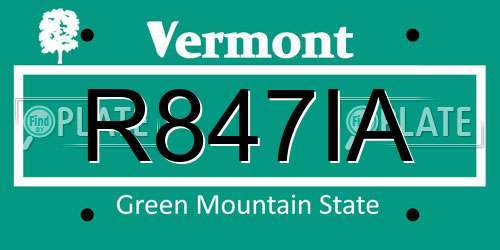 R847IA Vermont License Plate