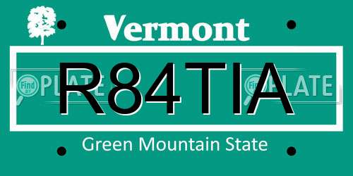 R84TIA Vermont License Plate