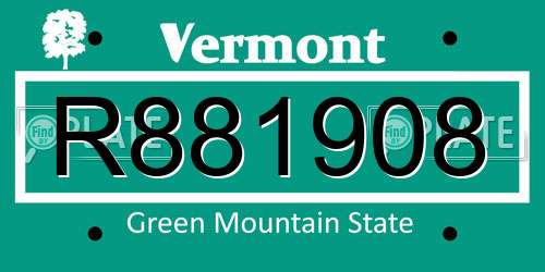 R881908 Vermont License Plate