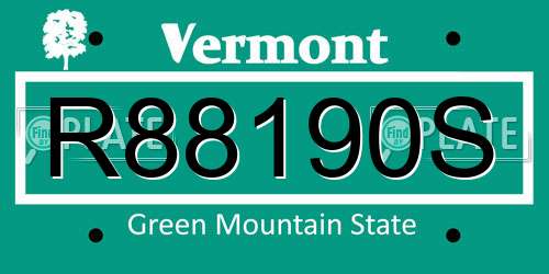 R88190S Vermont License Plate