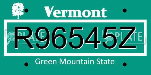R96545Z Vermont License Plate