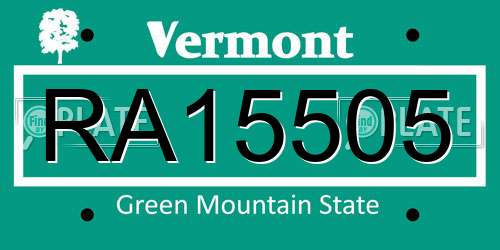 RA15505 Vermont License Plate