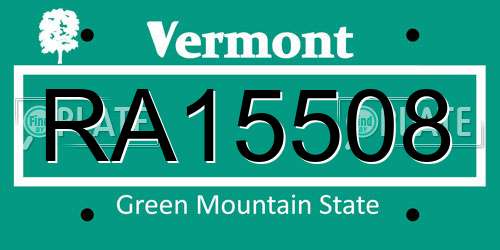 RA15508 Vermont License Plate