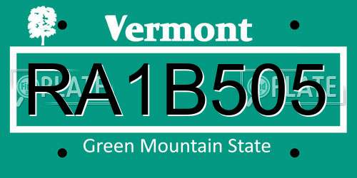 RA1B505 Vermont License Plate