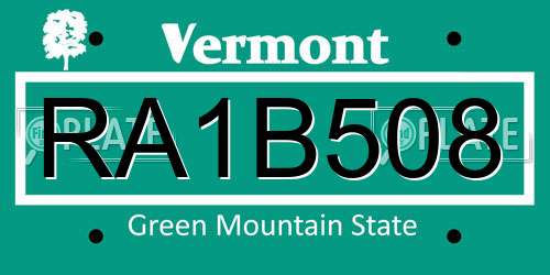 RA1B508 Vermont License Plate