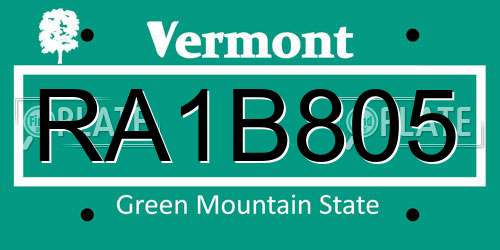 RA1B805 Vermont License Plate
