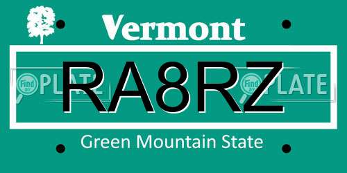 RA8RZ Vermont License Plate