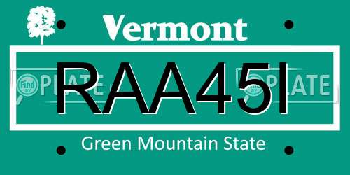 RAA45I Vermont License Plate