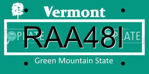 RAA48I Vermont License Plate