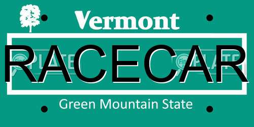 RACECAR Vermont License Plate