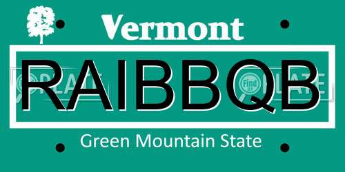 RAIBBQB Vermont License Plate