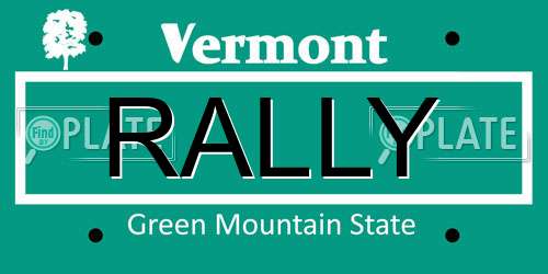RALLY Vermont License Plate