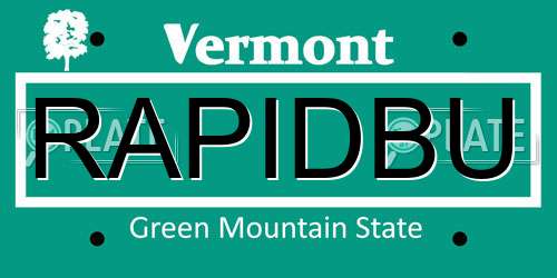 RAPIDBU Vermont License Plate