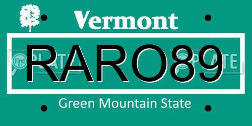 RARO89 Vermont License Plate