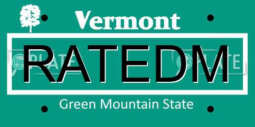 RATEDM Vermont License Plate