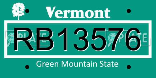 RB13576 Vermont License Plate