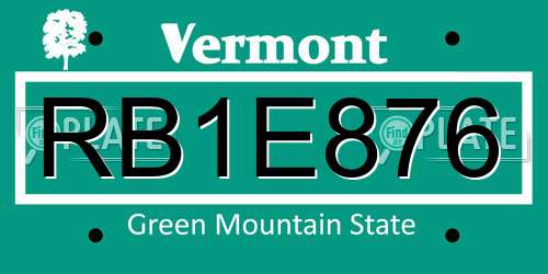 RB1E876 Vermont License Plate
