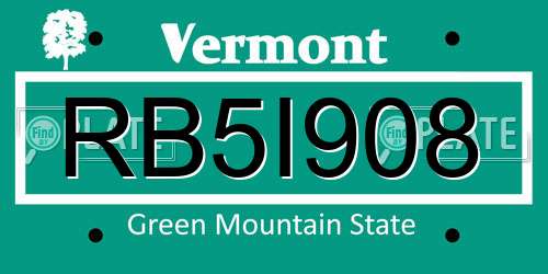 RB5I908 Vermont License Plate