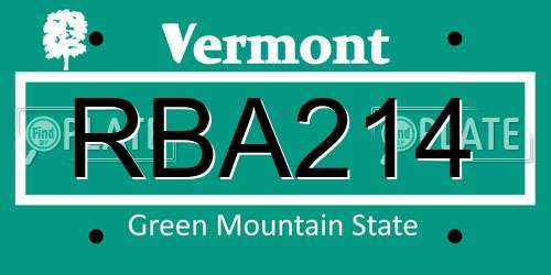 RBA214 Vermont License Plate
