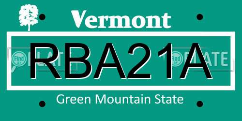 RBA21A Vermont License Plate
