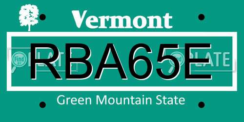 RBA65E Vermont License Plate