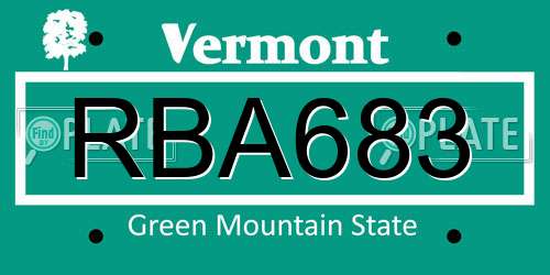 RBA683 Vermont License Plate