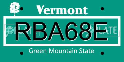 RBA68E Vermont License Plate