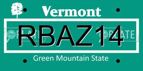 RBAZ14 Vermont License Plate