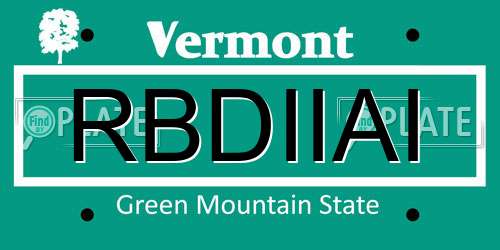 RBDIIAI Vermont License Plate
