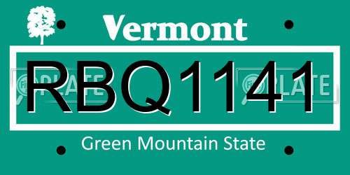 RBQ1141 Vermont License Plate