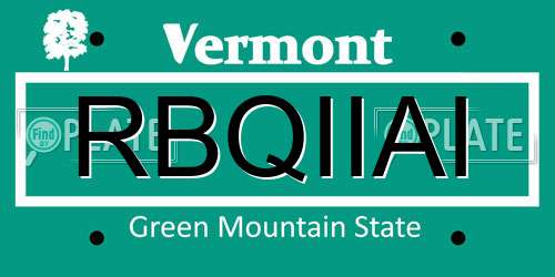 RBQIIAI Vermont License Plate
