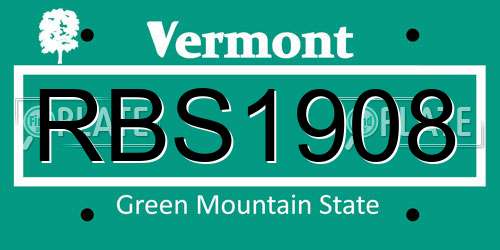 RBS1908 Vermont License Plate