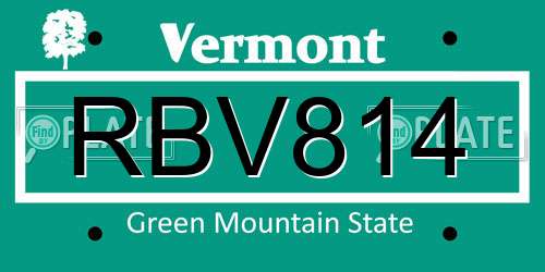RBV814 Vermont License Plate