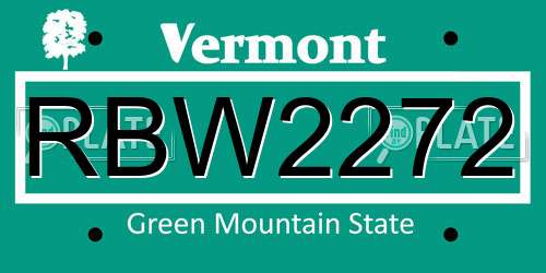 RBW2272 Vermont License Plate