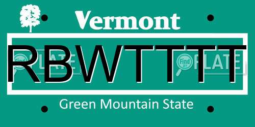 RBWTTTT Vermont License Plate