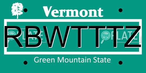 RBWTTTZ Vermont License Plate