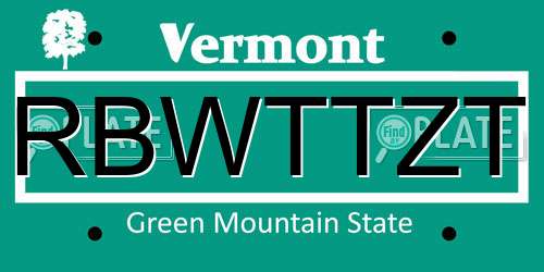 RBWTTZT Vermont License Plate