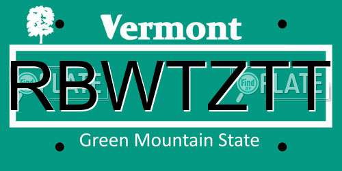 RBWTZTT Vermont License Plate
