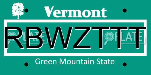 RBWZTTT Vermont License Plate
