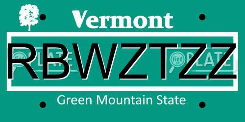 RBWZTZZ Vermont License Plate