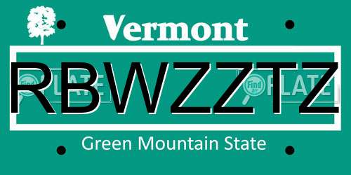 RBWZZTZ Vermont License Plate