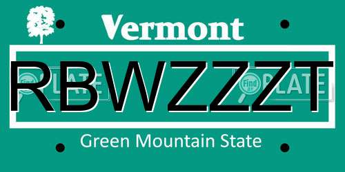 RBWZZZT Vermont License Plate