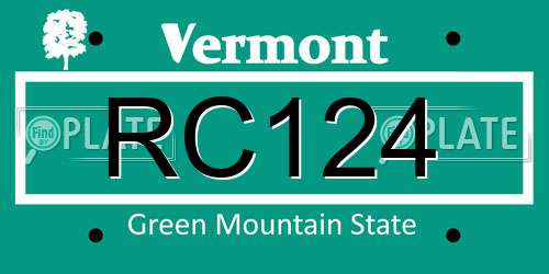 RC124 Vermont License Plate